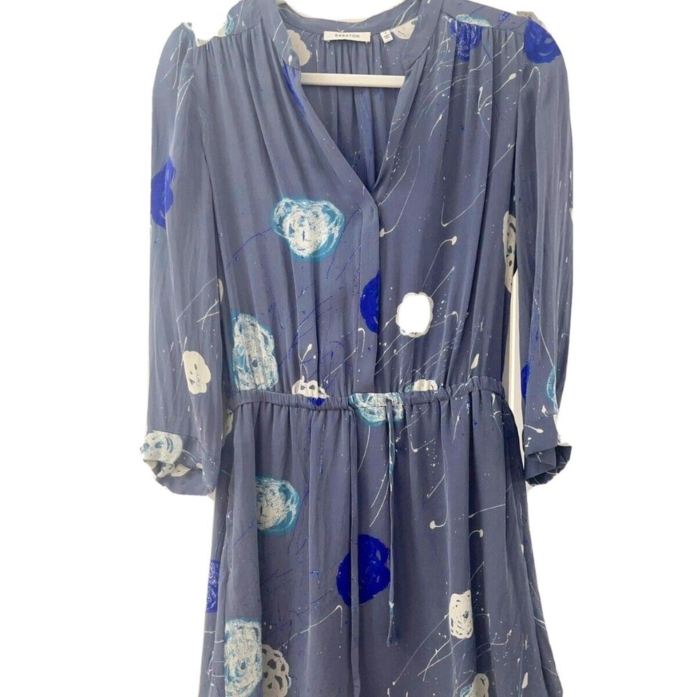 Aritzia Babaton Bennett Blue Floral Silk Dress Size XS